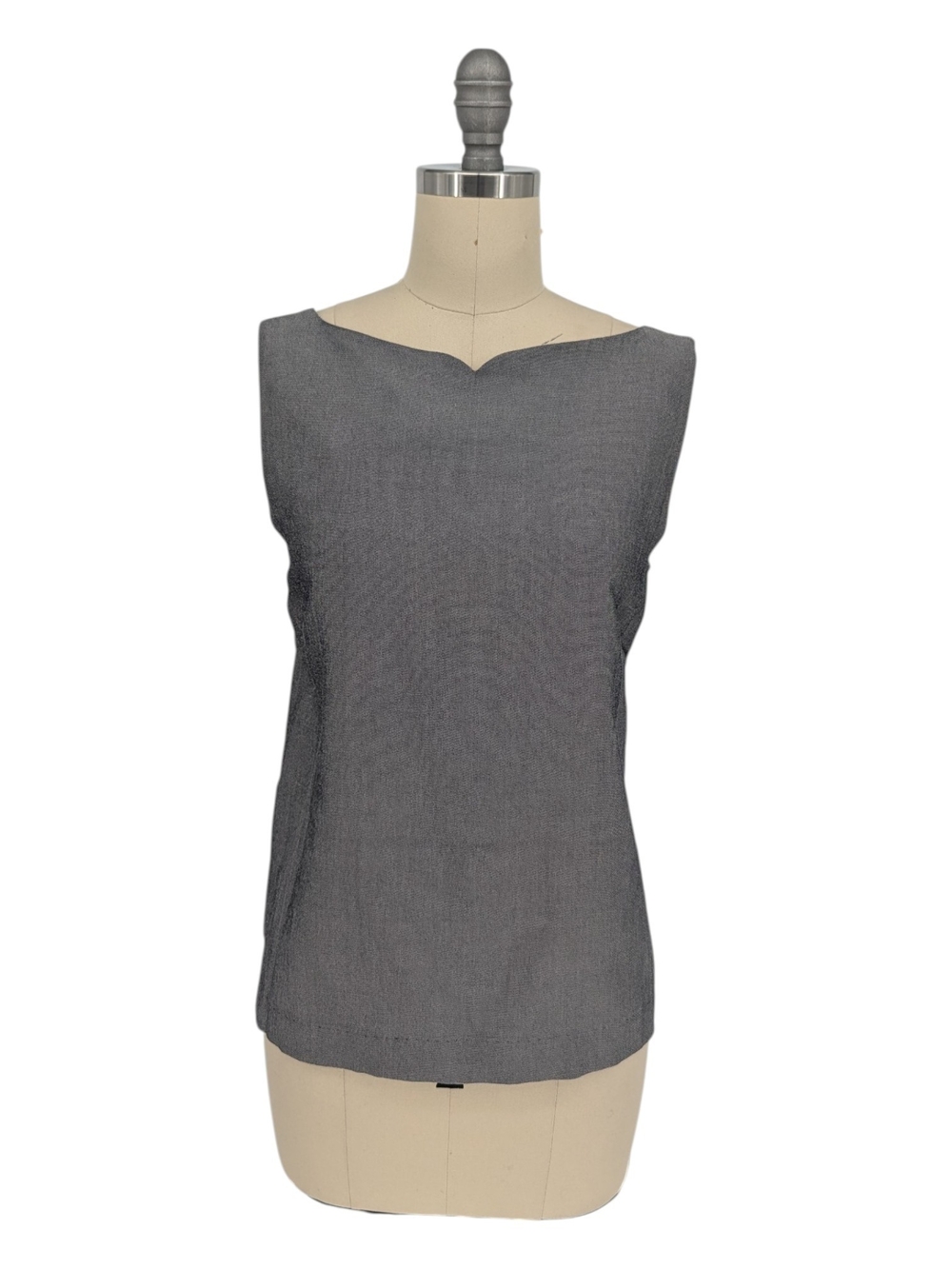 30090 NEW FRNCH Boatneck Boxy Top Gray size M Business casual preppy office